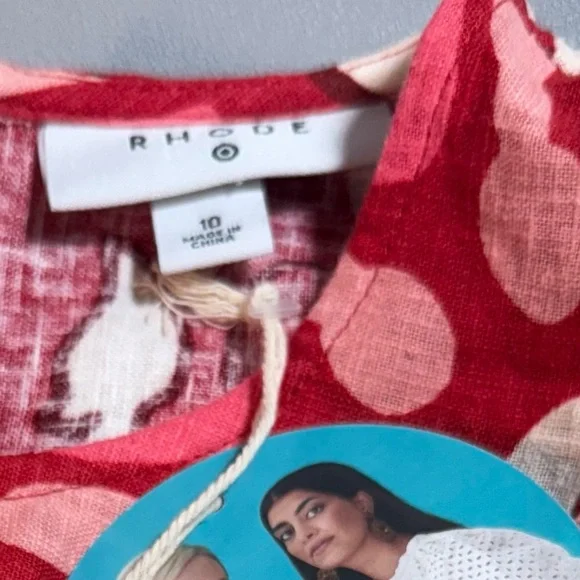 Rhode Zinnia Floral Red Bell Sleeve Midi Ruffle Dress NWT - Picture 10 of 16